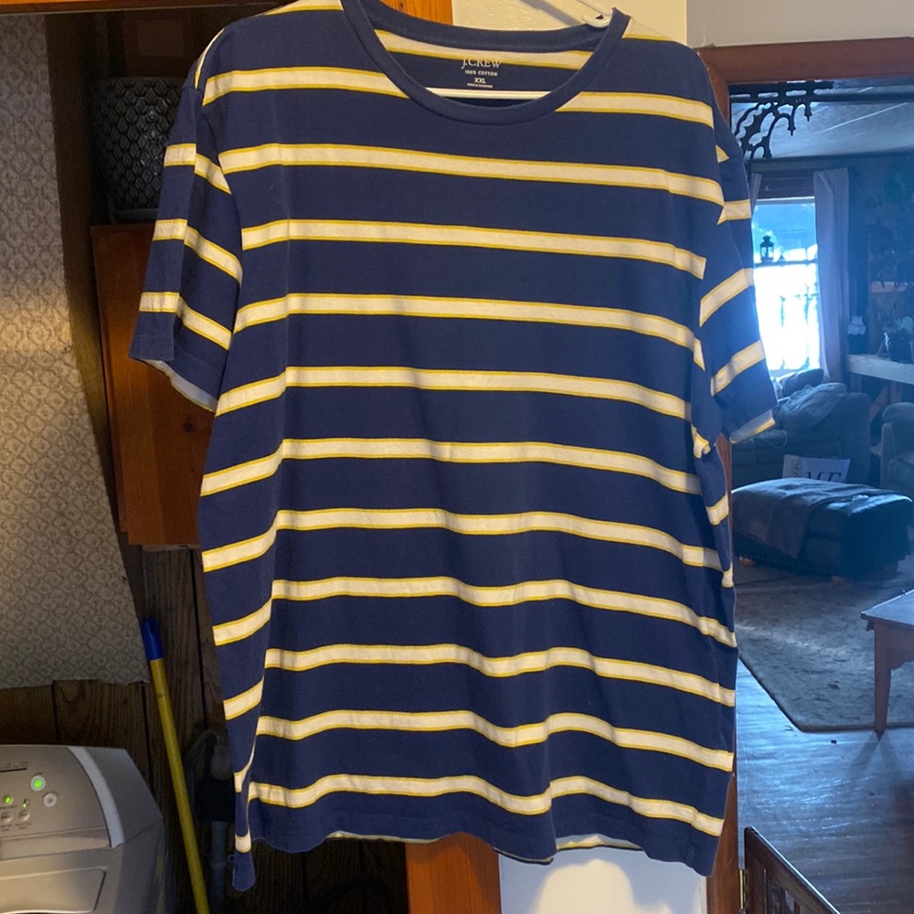 J. Crew Cotton tshirt in stripe size XXL color Blue with Yellow and White